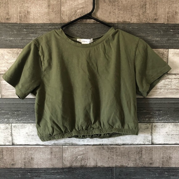 Army Green Crop Top - Picture 1 of 2